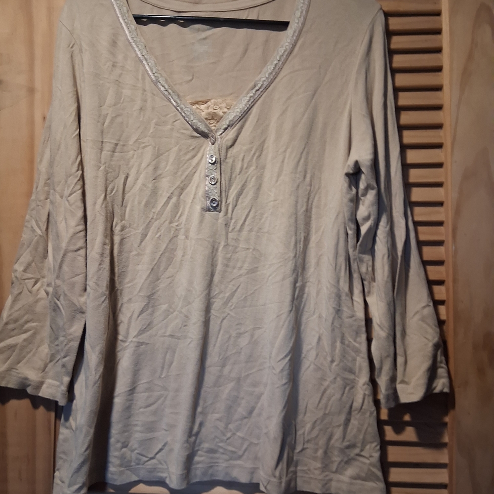 Women's Long Sleeve Beige Top
